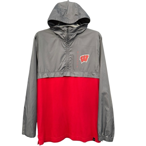 Under Armour Wisconsin Badgers Pullover Hoodie Men’s M Gray Red Half Zip - Picture 1 of 6